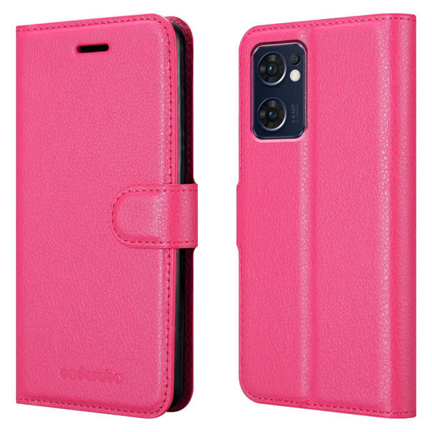 Cadorabo Hoesje geschikt voor Oppo FIND X5 LITE / Reno7 5G in KERSEN ROZE - Beschermhoes Cover magnetische sluiting Case