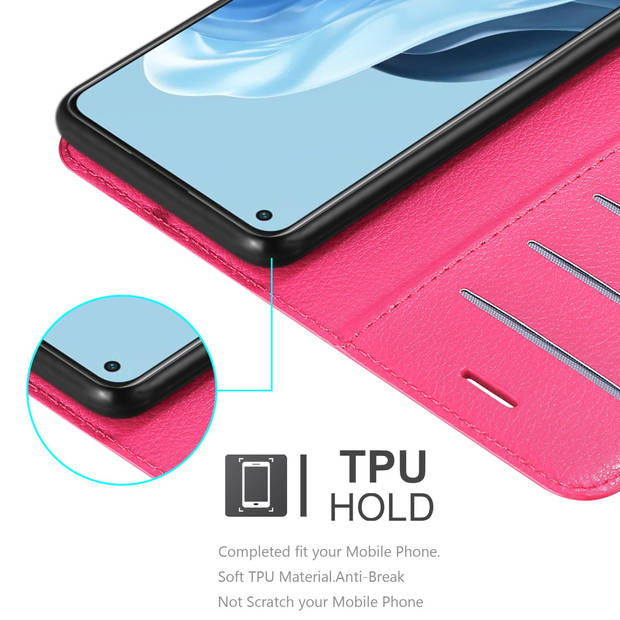 Cadorabo Hoesje geschikt voor Oppo FIND X5 LITE / Reno7 5G in KERSEN ROZE - Beschermhoes Cover magnetische sluiting Case