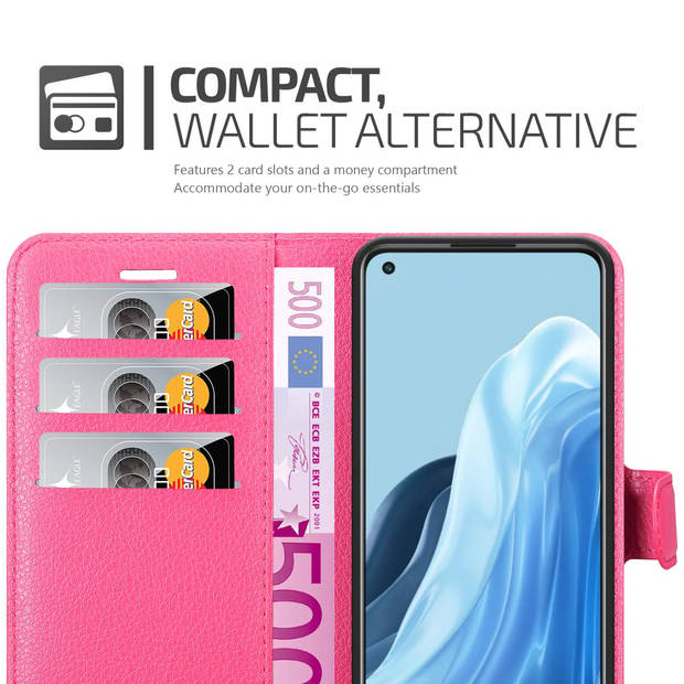 Cadorabo Hoesje geschikt voor Oppo FIND X5 LITE / Reno7 5G in KERSEN ROZE - Beschermhoes Cover magnetische sluiting Case