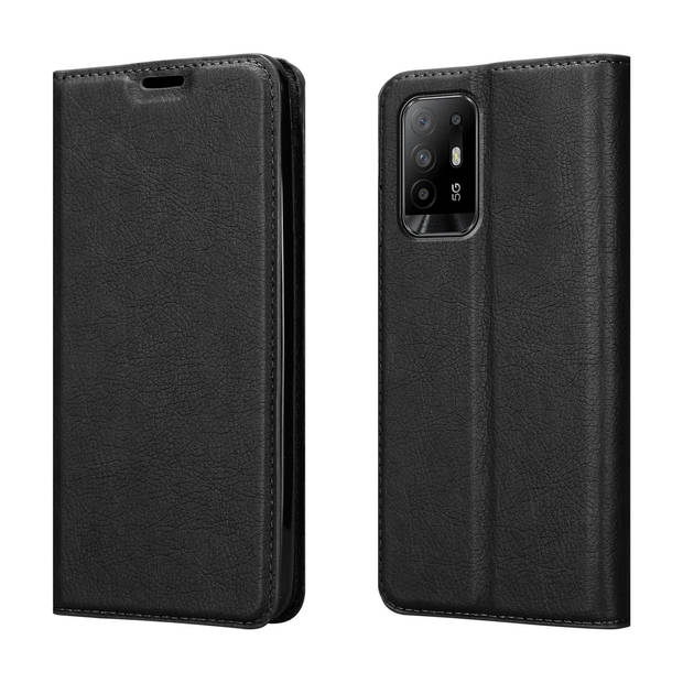 Cadorabo Hoesje geschikt voor Oppo A94 5G in ZWARTE NACHT - Beschermhoes Case magnetische sluiting Cover