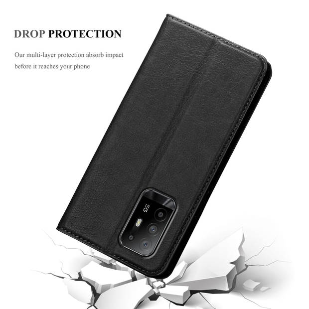 Cadorabo Hoesje geschikt voor Oppo A94 5G in ZWARTE NACHT - Beschermhoes Case magnetische sluiting Cover