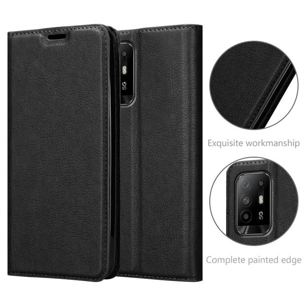 Cadorabo Hoesje geschikt voor Oppo A94 5G in ZWARTE NACHT - Beschermhoes Case magnetische sluiting Cover