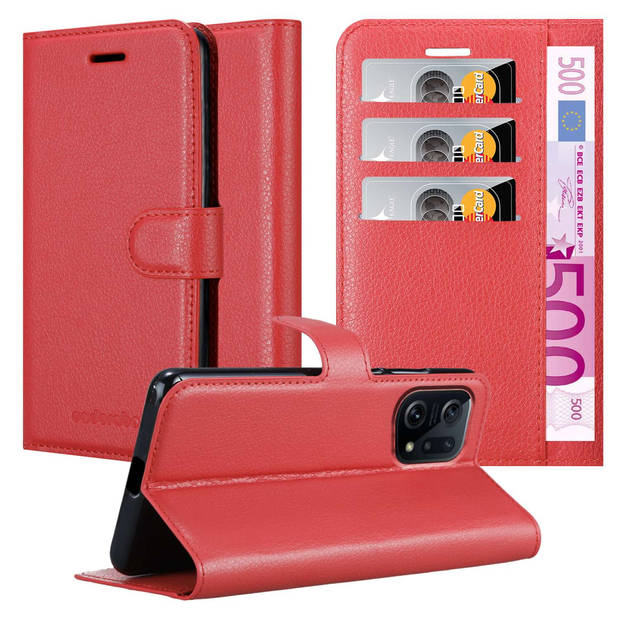 Cadorabo Hoesje geschikt voor Oppo FIND X5 in KARMIJN ROOD - Beschermhoes Cover magnetische sluiting Case