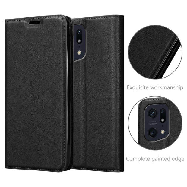 Cadorabo Hoesje geschikt voor Oppo FIND X5 PRO in ZWARTE NACHT - Beschermhoes Case magnetische sluiting Cover