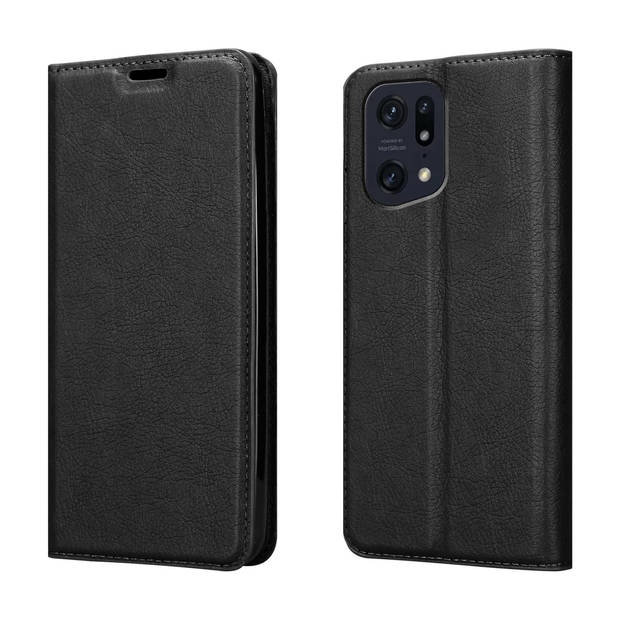 Cadorabo Hoesje geschikt voor Oppo FIND X5 PRO in ZWARTE NACHT - Beschermhoes Case magnetische sluiting Cover