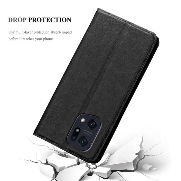 Cadorabo Hoesje geschikt voor Oppo FIND X5 PRO in ZWARTE NACHT - Beschermhoes Case magnetische sluiting Cover