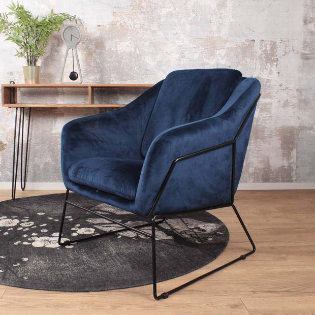 Antonio fauteuil velvet donkerblauw