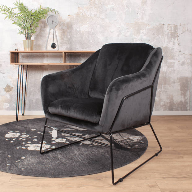 Antonio fauteuil velvet zwart