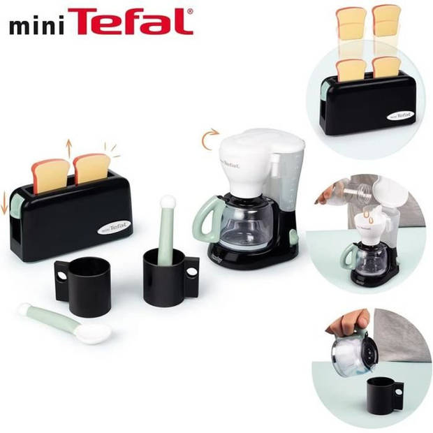 Smoby - Tefal Breakfast - Broodrooster + koffiezetapparaat + kopjes en lepels - Vanaf 3 jaar