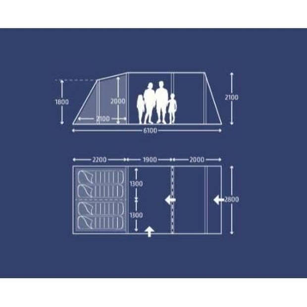 Kampeertent met bogen - 4 plaatsen - KAMPA - Hayling 4 - Grijs en zwart