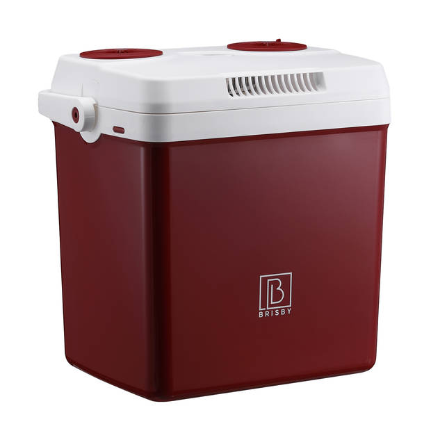 Brisby 25 Liter Elektrische Koelbox, met 12V, 220/230 Volt Aansluiting voor Auto en Camping – AC/DC - Coolbox - ROOD