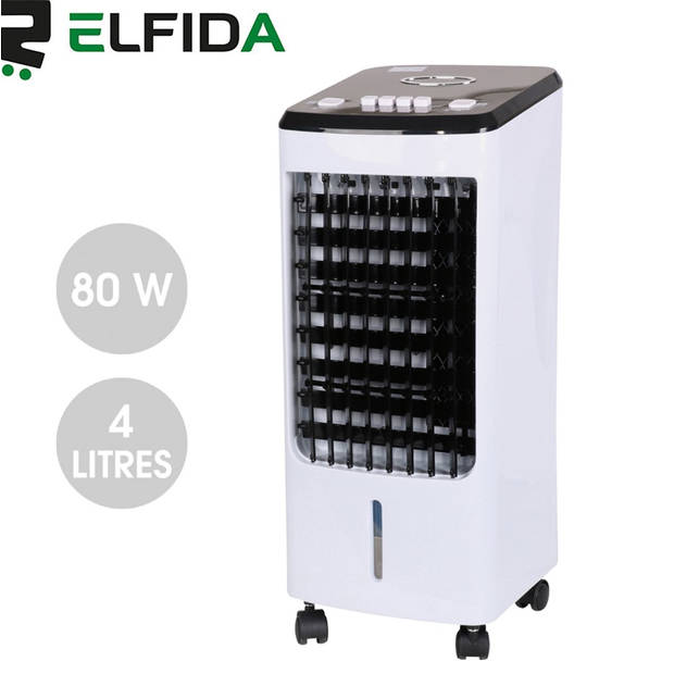 Elfida - Aircooler 4 Liter - Luchtkoeler - Uitgebreide Ventilator met 3 snelheden - 80W Luchtbevochtiger