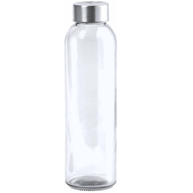 Glazen Waterfles - Drinkfles - Sportfles - Met Zachte Neopreen Hoes - Met RVS Dop - 500 ml - 2 Stuks