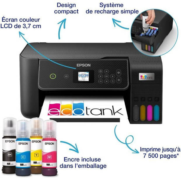 Multifunctionele A4-printer - EPSON - Ecotank ET-2870 - Wi-Fi - Inkttanks - Inclusief 3 jaar inkt