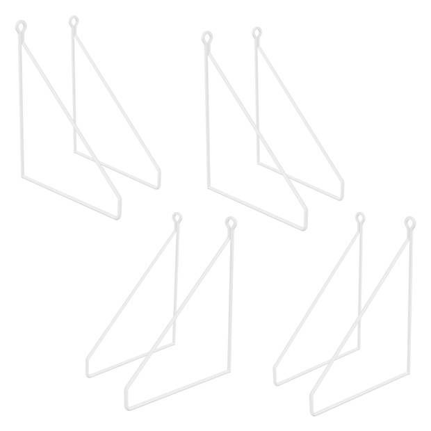 ML-Design 8 stuks plankdrager 200 mm, wit, metaal, driehoekige plankdrager, zwevende plankdrager, draad wanddrager,