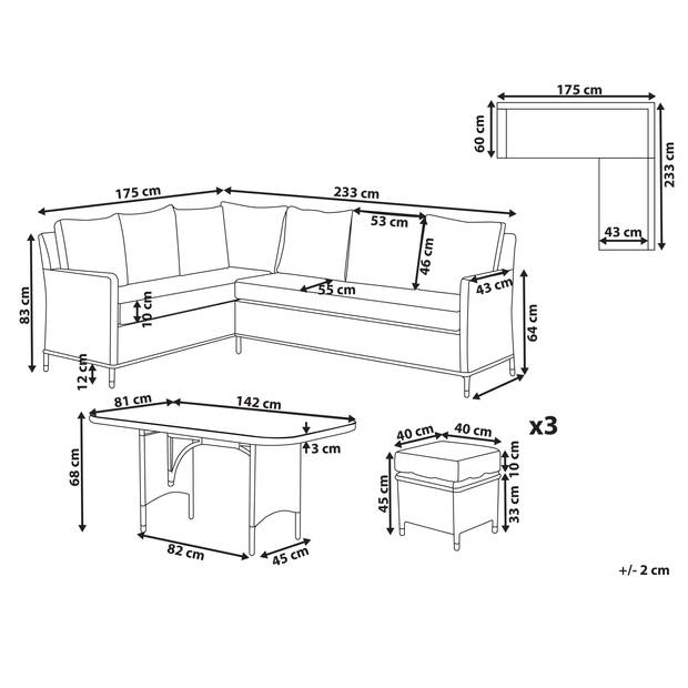 Beliani LACONA - Loungeset-Grijs-PE rotan