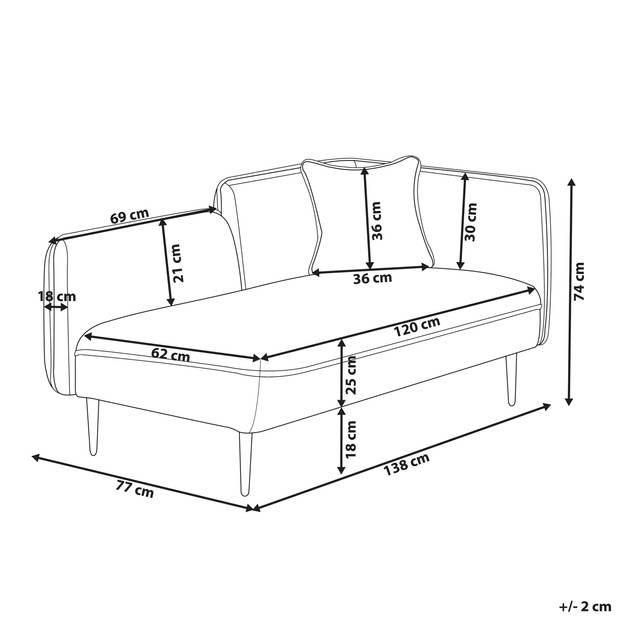 Beliani CHEVANNES - Chaise longue-Grijs-Bouclé