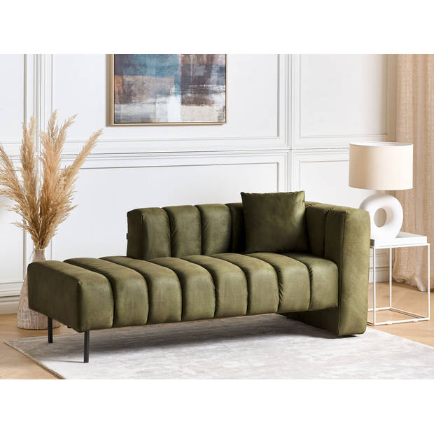 Beliani LANNILS - Chaise longue-Groen-Fluweel