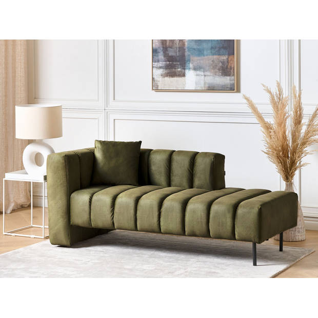 Beliani LANNILS - Chaise longue-Groen-Fluweel