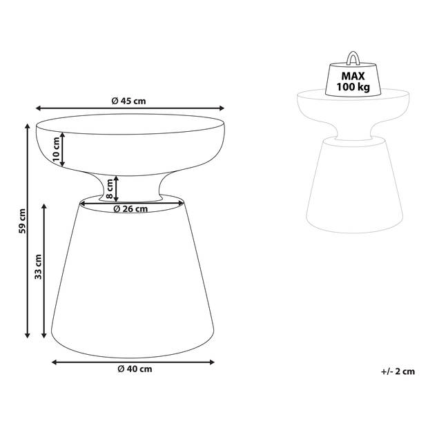 Beliani MINCIO - Bijzettafel-Zwart-Lichtbeton (MgO)