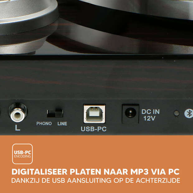 Platenspeler met Bluetooth® transmissie Lenco Walnoot + TTA-5in1 Platenspeler Schoonmaakset