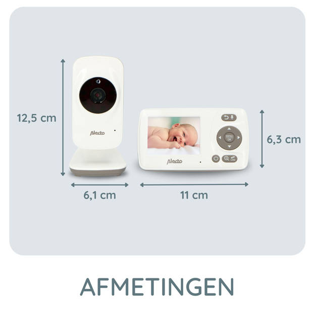 Babyfoon met camera en 2.4" kleurenscherm Alecto Wit-Taupe