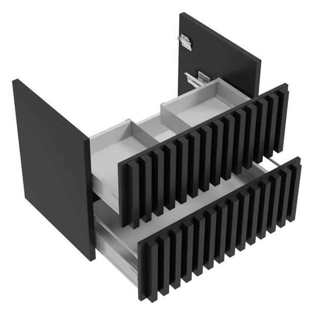 Badplaats Wastafelkast Luzon 80 x 46 x 59 cm - mat zwart met zwart - met bovenblad