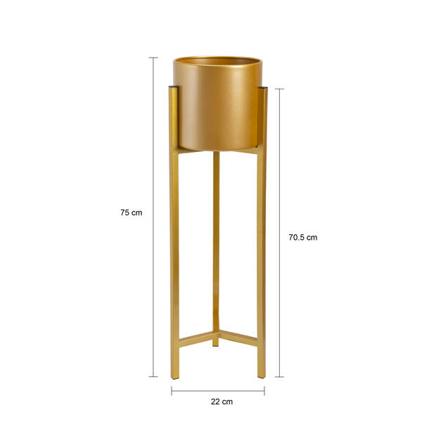 QUVIO Plantensteunen metaal – 22x22x75 cm – Goud – M