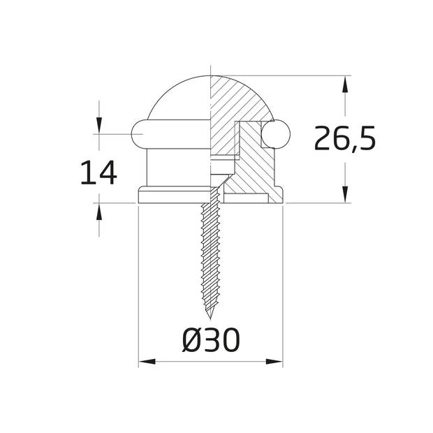 AMIG Deurstopper/deurbuffer - 2x - D30mm - inclusief schroeven - mat zilver  - Deurstoppers