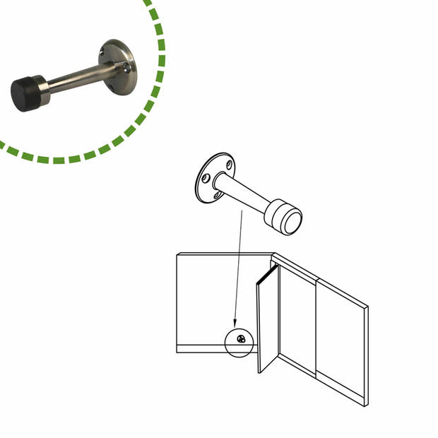 AMIG Deurstopper/deurbuffer - 75mm - muurbevestiging - antiek messing - Deurstoppers