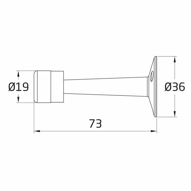 AMIG Deurstopper/deurbuffer - 75mm - muurbevestiging - gepolijst messing - Deurstoppers