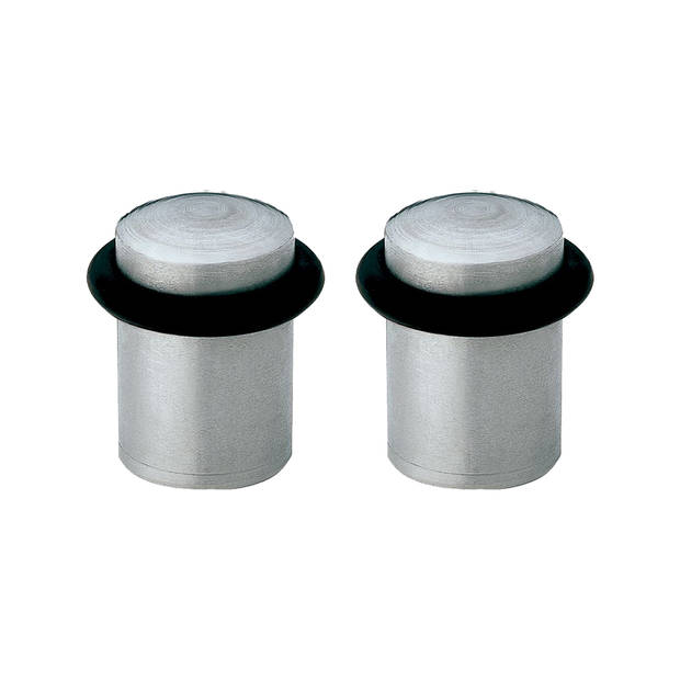 AMIG Deurstopper/deurbuffer - 2x - D20mm - inclusief schroeven - mat rvs  - Deurstoppers