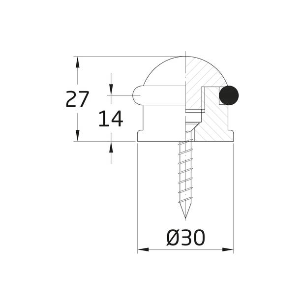 AMIG Deurstopper/deurbuffer - 2x - D30mm - inclusief schroeven - mat rvs  - Deurstoppers