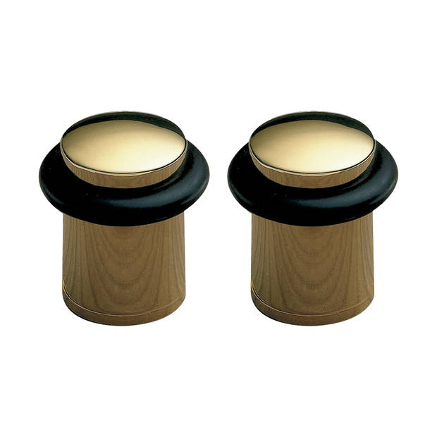 AMIG Deurstopper/deurbuffer - 2x - D20mm - inclusief schroeven - goud  - Deurstoppers