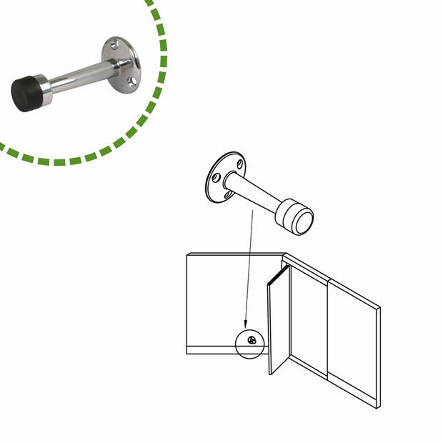 AMIG Deurstopper/deurbuffer - 75mm - muurbevestiging - verchroomd messing - Deurstoppers