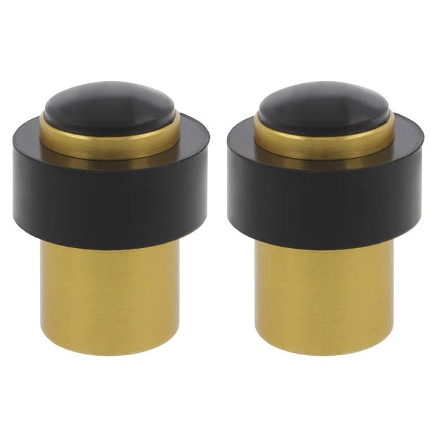 AMIG Deurstopper/deurbuffer - 2x - D30mm - inclusief schroeven - goud  - Deurstoppers