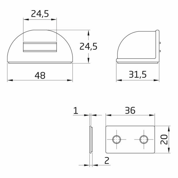 AMIG Deurstop/deurmagneet - D48mm - zelfklevend - wit - Deurstoppers