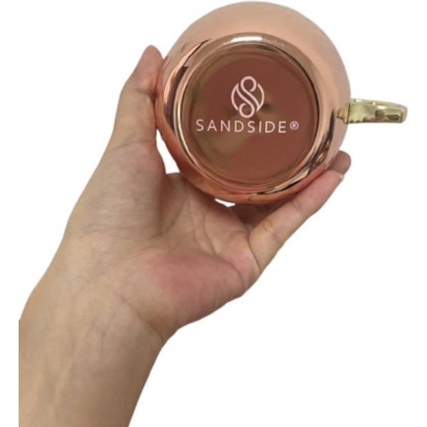 Sandside Moscow Mule Bekers Premium Cocktail Glazen Set 4x Rose Kleur Met Luxe Giftset Verpakking
