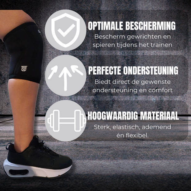 Sandside Knee Sleeves Powerlifting - 7 MM Neopreen Zwart - Knee Sleeve Crossfit - Knieband - Maat S