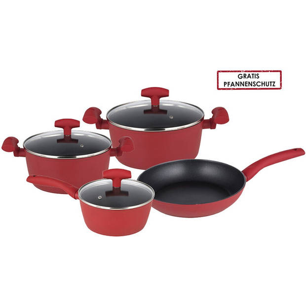 Michelino 46140 - Pannenset - RVS Pannen - 7-Delig - Nora Serie - Rood