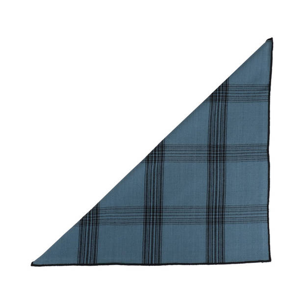 Linen & More Servetten 'Black Check' 40cm x 40cm, Mirage Blue