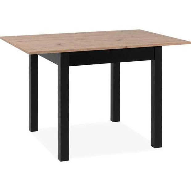 COBURG uitschuifbare eettafel - Artisanaal eiken en zwart decor - Verlengstuk 40 cm - 4-6 personen