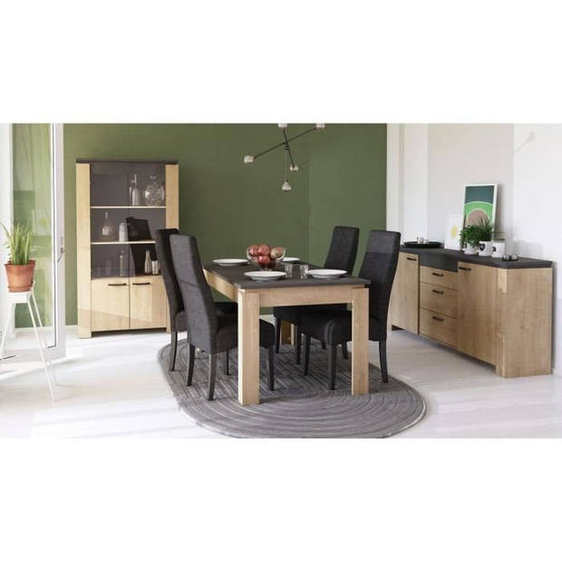 AUSTIN enkele eettafel - 6 personen - Hamilton eik en Sidewalk decor - L179 x D 90 x H 77 cm - DEMEYERE