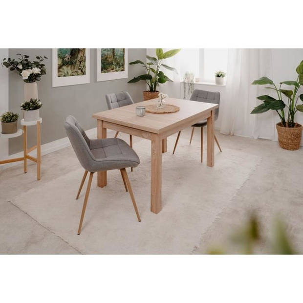 LONGFORD uitschuifbare eettafel - 6 tot 10 personen - Eikenmelamine - L120-200 x H76 x D80 cm