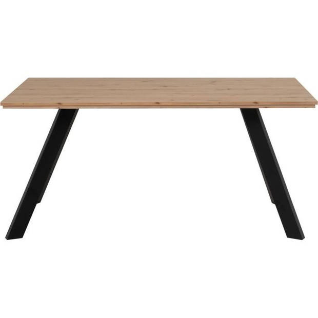 KONSTANZ eettafel - Rechthoekig - Metalen poten - Artisanaal eiken en zwart decor - 8 personen - L160 x H75 x D90 cm