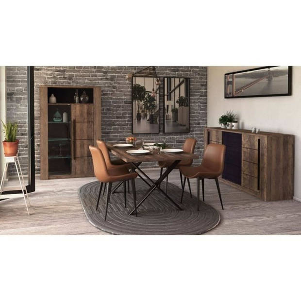 MONACO eettafel - Eiken en zwart houtdecor - L180 x D90 x H74,8 cm - DEMEYERE