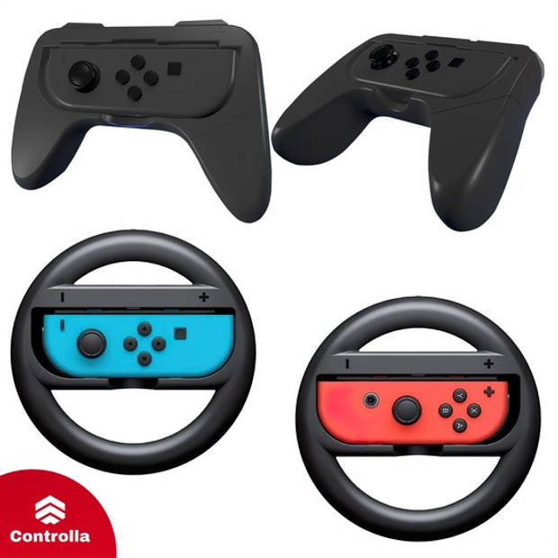 Accessoires geschikt voor Nintendo Switch Joy Con - Stuur en Controller houder - Zwart