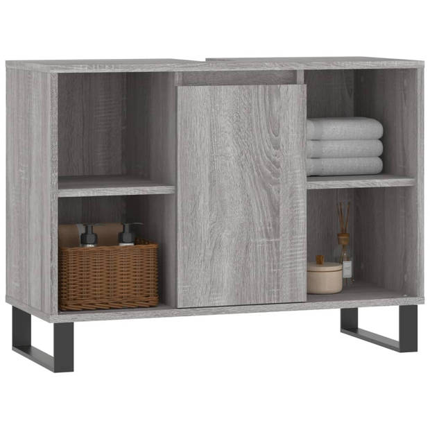 vidaXL Badkamerkast 80x33x60 cm bewerkt hout grijs sonoma eikenkleurig