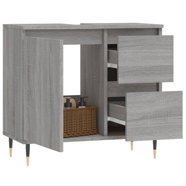 vidaXL Badkamerkast 65x33x60 cm bewerkt hout grijs sonoma eikenkleurig