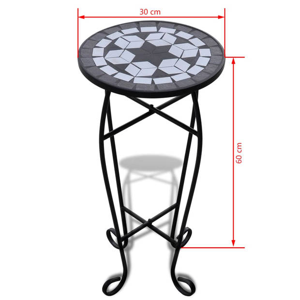 vidaXL Bijzeltafel mozaïek zwart en wit